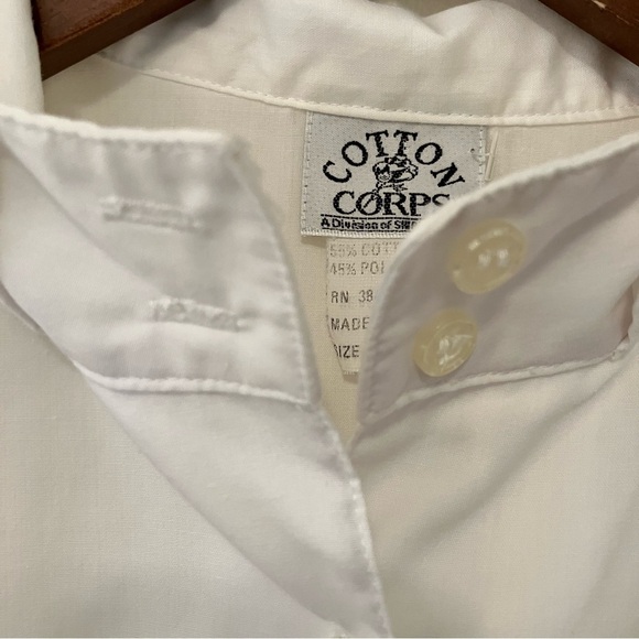 VTG Women’s Sz. 6 White Button Down Shirt Tapered Pleated Waist Puff Sleeve Prep - Picture 3 of 8